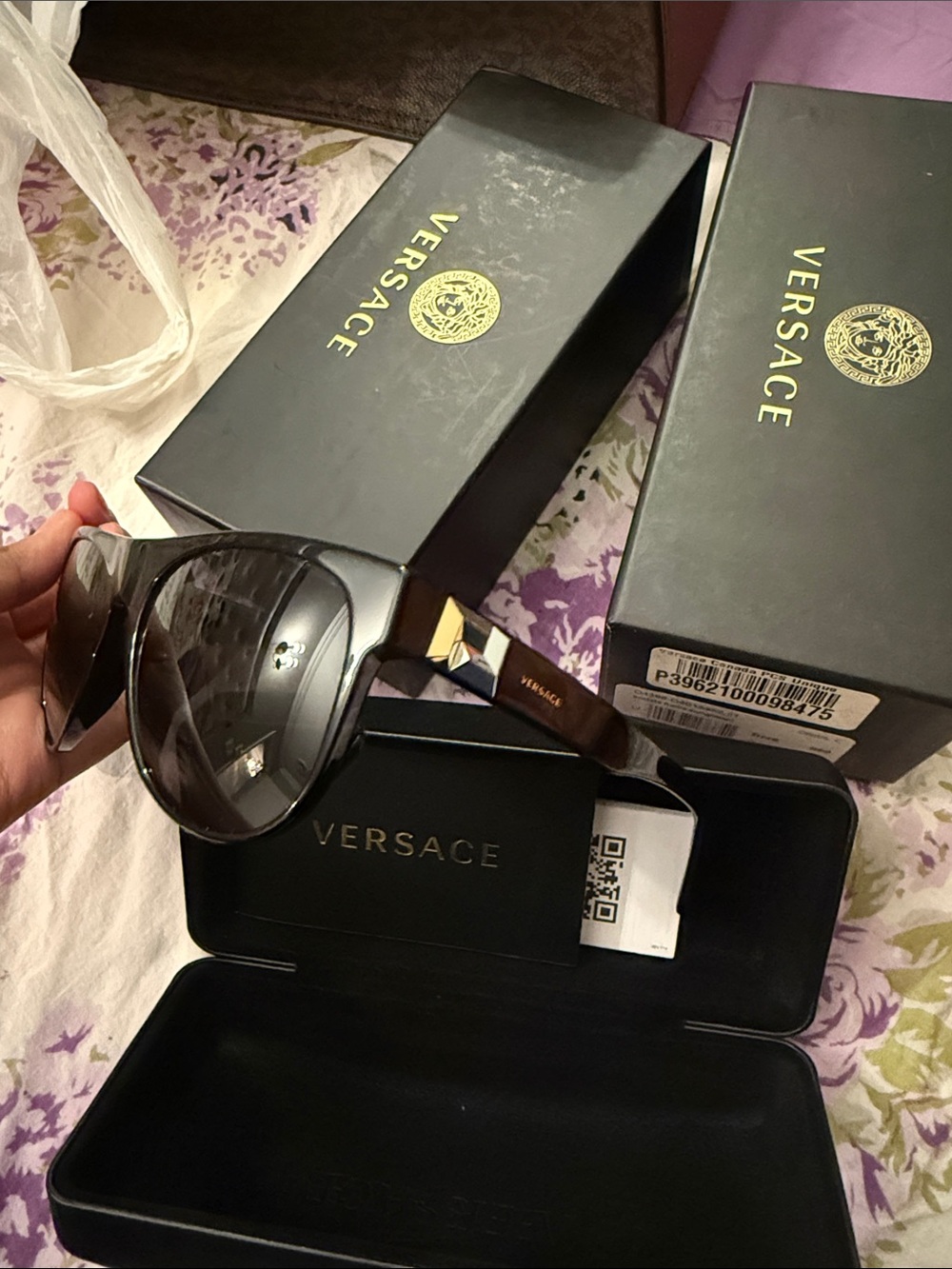 Versace Black Sunglasses with Gold Trim